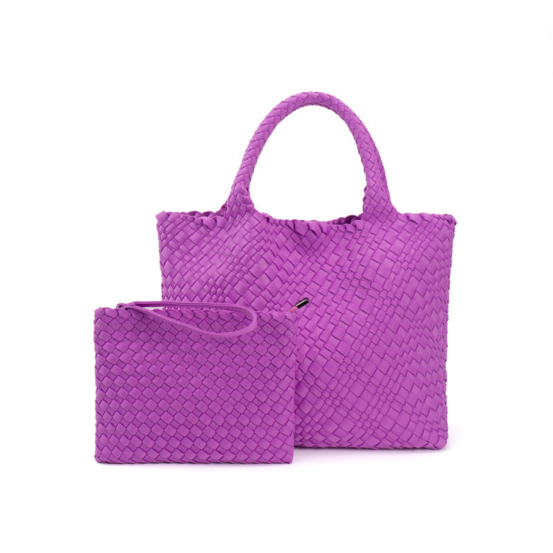 Woven tote（purple) The Charli | Large Woven Neoprene Tote with Wristlet | Orchid