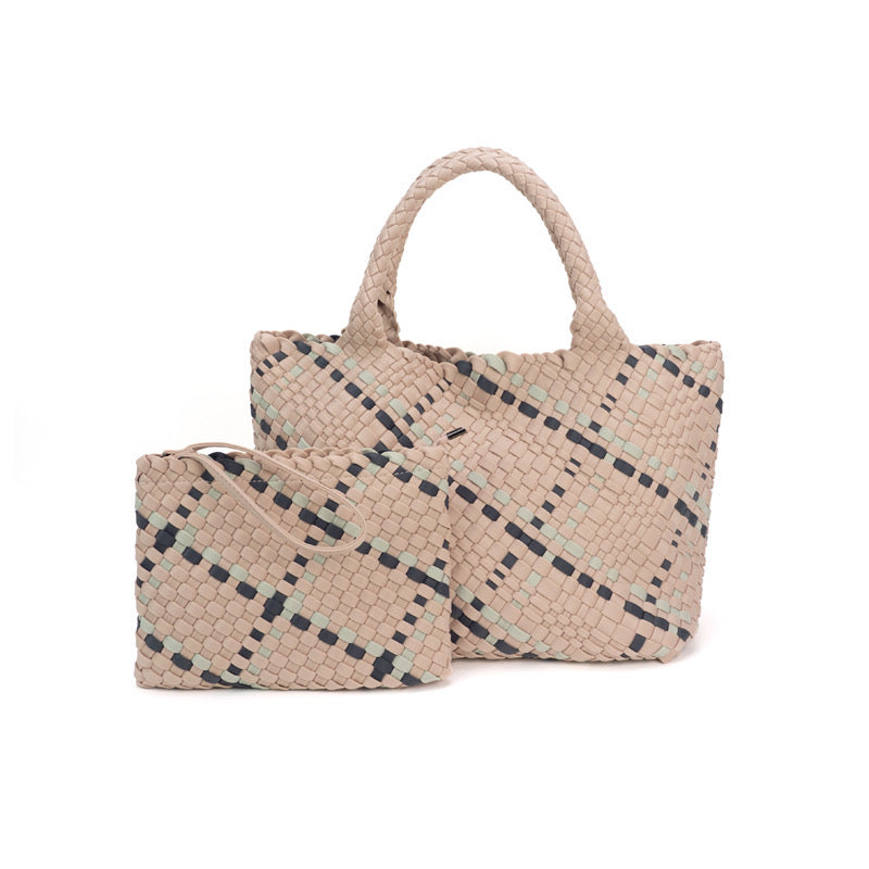 The Charli | Large Woven Neoprene Tote with Wristlet | Dune – Babs