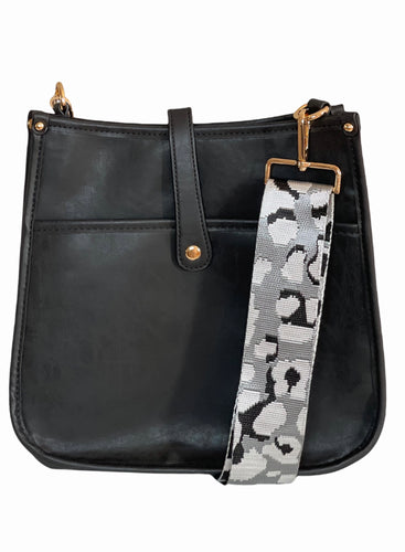 Vegan Leather Small Crossbody Purse with Guitar Strap - Monogrammable Purse - Posie - 6 Colors Black